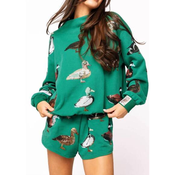 QUEEN OF SPARKLES Tops - NEW QUEEN OF SPARKLES duck mock neck sweatshirt in dark green